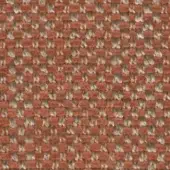 Textile sample with rectangular weave in terracotta and beige, featuring a dense, structured pattern and slightly nubby surface texture.