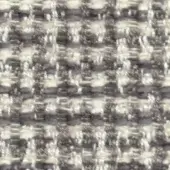 Tweed fabric texture, off-white and charcoal gray, irregular weave with speckled heathered pattern; Nicotrend 668 014, woven textile.