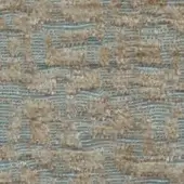 Woven fabric texture, warm beige and grayish-blue tones, irregular grid pattern with raised and flat weave, nubby surface, manufacturer detail.