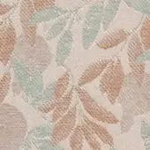 Floral textile pattern in terracotta orange and seafoam green with woven diagonal texture, labeled “torrilana 810 002” by horm nuance v2.