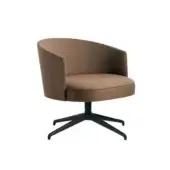 Exceptional Potocco Lena lounge chair with light brown textile upholstery and dark four-star swivel base