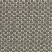 Woven textile sample features repeating gray circles on a medium brown background with a tight weave and matte finish, identified as “402 openair.”