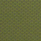 Olive green geometric textile with circular perforations woven into a grid pattern, showing a darker background, matte finish.