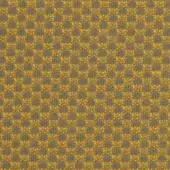Outdoor textile pattern in muted mustard yellow and gray-brown, featuring woven circular motifs on a grid, identified as horm flukso clouds openair 407.