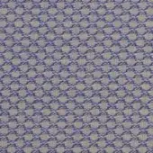 Beige textile sample with repeating circular nodes, blue accents, and woven grid pattern; includes text “horm > outdoor flukso clouds openair > 414 openair.”