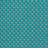 Textile sample with repeating turquoise and gray rectangular blocks in a dense, matte weave; features manufacturer details “vescom samar 7052”.