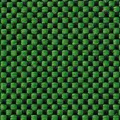 Checkerboard textile with green and dark gray woven threads, dense grid pattern, matte finish, synthetic fiber, geometric design, sample swatch.