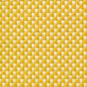 Woven textile sample, mustard yellow and off-white, with a tight grid pattern and matte finish; features product code text.