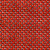 Woven texture sample, orange and gray threads, regular grid pattern with visible text “vescom samar 7052 29”, coarse and slightly raised surface.
