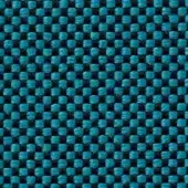 Woven textile texture, teal and black threads, geometric grid pattern with square openings, coarse weave, Vescom Samar 7052 41 sample.
