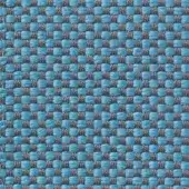 Woven fabric texture features turquoise and gray checkerboard pattern, dense basketweave construction, subtle sheen, with “vescom samar 7052 50” label.