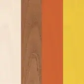 Color swatches—off-white, beech wood grain, orange, mustard yellow—for horm twist coat rack, displayed vertically on a white background.