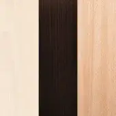 Beech wood sample panels displaying tricolor finish: creamy white, pale beige, warm brown with visible wood grain and matte texture.