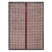Exceptional Turri Eclipse rug with a chessboard motif in silk, showcasing red lines on a light beige background and dark grey trim