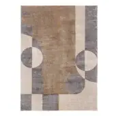 Superior Turri Eclipse rug showcases a modern geometric pattern crafted in silk with brown, beige, gray and orange accents