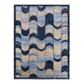 Exclusive Turri Eclipse rug displays a modern geometric style hand-knotted in lustrous silk with dark blue and beige columns