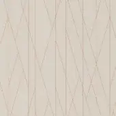 Roma geometric pattern, copper lines on light beige, repeating triangles and parallelograms in a linear, structured composition.
