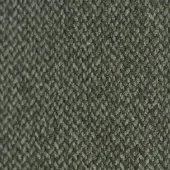 Olive green fabric sample displaying a dense, nubby weave with speckled tonal variations and a complex interlaced thread construction.