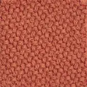 Woven fabric texture, muted salmon color, dense grid pattern; kvadrat coda collection, upholstery material sample with matte finish.