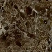 Dark emperador marble texture with complex brown and tan veining, cream patches, polished sheen, labeled “mam1” for material identification.