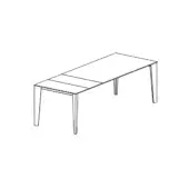 Dining table line drawing, rectangular wood, with extension leaves; minimalist four-leg design on a white background.