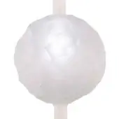 Lead crystal ornament, faceted surface, white mounting rod, geometric planes, frosted texture, icy aesthetic, studio lighting, white background.