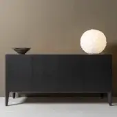 Exceptional Horm Dam sideboard with black ash wooden doors and sleek metal base crafted in Italy