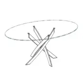 Round glass table with teal border, featuring a silver metal starburst base and minimalist contemporary design for modern interiors.