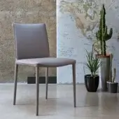 Sophisticated Bontempi Nata chair with light grey smooth matte finish and subtle darker grey trim highlighting geometric form