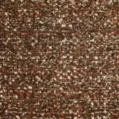 Brown woven fabric sample with beige and cream threads, exhibiting a heathered, nubby texture and visible “borzalino” label.