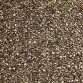 Brown tweed fabric texture with speckled beige and off-white threads, displaying a dense weave and visible “borzalino” fabric identification text.