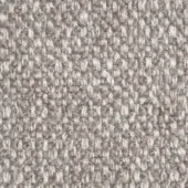 Heathered gray woven fabric texture, speckled with off-white threads, displaying a tight bouclé weave and subtle nubby surface; textile sample.