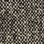 Houndstooth wool blend fabric with black and off-white interlocking geometric pattern, featuring a twill weave and visible texture.