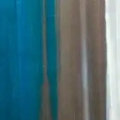 Velvet fabric sample, teal to off-white gradient, vertical weave texture, plush pile with sheen, studio lighting, neutral background.