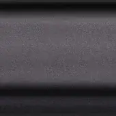 Anodic black metal swatch displaying a matte, granular texture and horizontal crease against a dark backdrop.