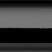 Vinyl record, black metal, circular shape with a textured gray band across the center, showing scratches and wear patterns.
