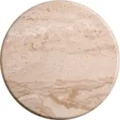 Deer stone tabletop, beige and brown tones, circular shape with polished matte finish and natural veining detail.