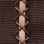 Brown textured fabric with a vertical tan strip and dark brown twisted cord pattern, displaying faint “borzalino” text.