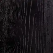 Black oak wood texture displaying a vertical grain pattern with undulating lines and a polished, saturated black finish.