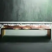 Exceptional Horm Ripples bench showcasing walnut, mahogany, cherry, oak, and ash with a smooth matte finish