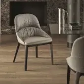 Captivating Bontempi Queen Wood chair with textured gray fabric upholstery and dark matte wood frame