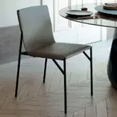Distinguished Horm Tout Le Jour chair crafted with gray synthetic leather and matte black metal frame in Italy