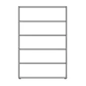 Six-shelf bookcase with black metal frame, rectangular shape, and open linear design against a plain white backdrop.
