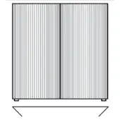 Double-door refrigerator with vertical ribbed gray finish, black frame, and central seam, shown in a studio product shot with neutral lighting.