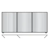 Solar panel with grid pattern, black frame, and mounting hardware, displayed on a white background in studio lighting.