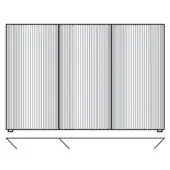 Vertical gray lines on gray background, framed by a black border, with a black line and angled markings below, resembling woven texture.