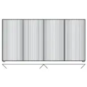 Vertical striped pattern with black and white lines in five sections, featuring triangular shapes along a horizontal bottom edge.