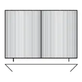 Volleyball court diagram, grayscale, rectangular layout with textured gray surface and black boundary lines, schematic illustration.