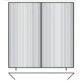 Striated gray and white graphic with parallel lines, vertically divided by a black band, creating a dense, textured pattern and a minimalist composition.