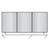 Striped panel with three vertical sections, black border, white background, and horizontal line base, displaying a striated texture.